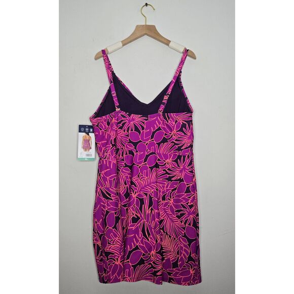 Lands' End Swim Dress Size XL Purple Floral UPF 50 New - Picture 4 of 5